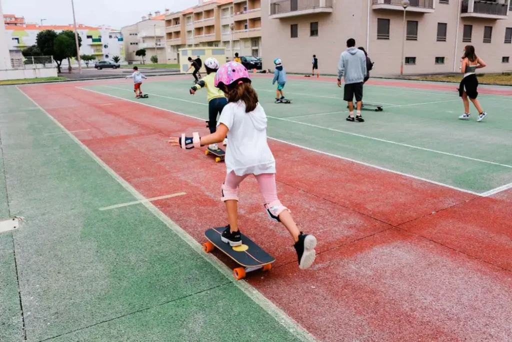 Secret Surf kid skateboarding lessons in their Surf Clinic programme.