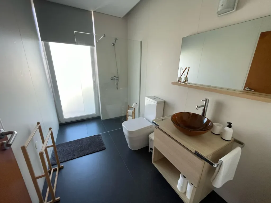 Dormitory shared bathroom in the Secret Surf guest house.